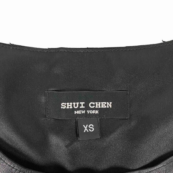 Shui Chen Lambskin Tank Top with Silk Peplum Back BLACK - Picture 6 of 9